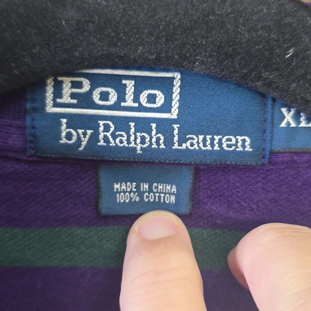 Polo by Ralph Lauren Purple Polo with Green Stripes and Yellow Pony
